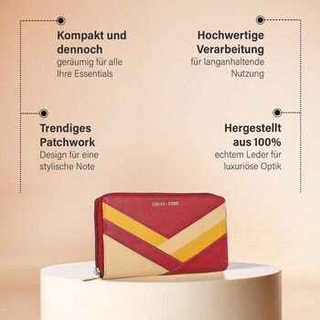 CLOSE OUT: Echtleder Patchwork Brieftasche, Nude