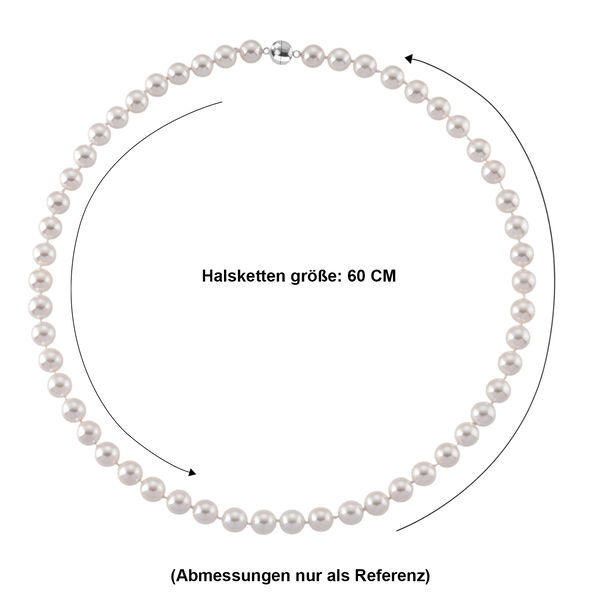 Wei&szlig;e Muschelkernperle (9-11 mm) Halskette ca. 60 cm 316L Edelstahl image number 6
