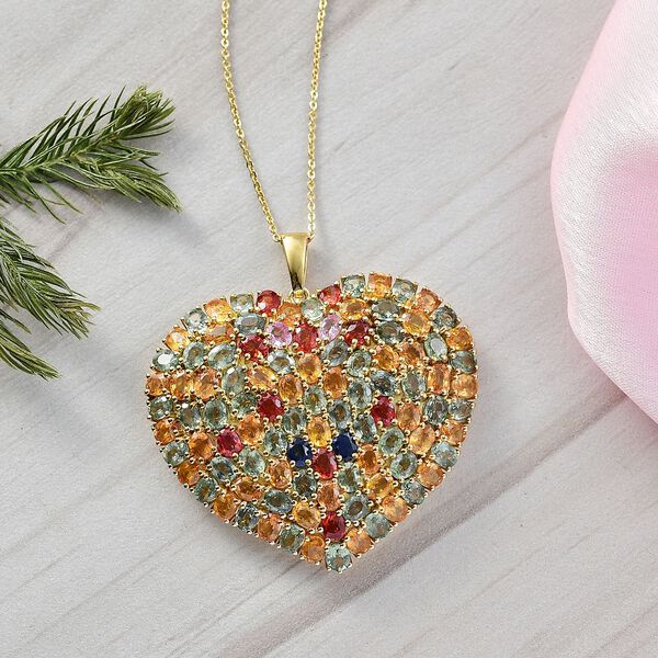 D'Joy mehrfarbiger Saphir Anh&auml;nger mit 50cm Kette - 24,48 ct. image number 1