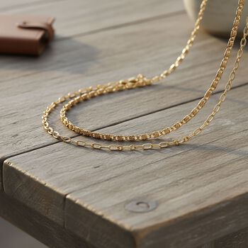 DESIGNER INSPIRIERT - 2er Fancy Ketten Set mit 5 cm Extender, Goldfarben