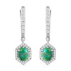 Sierra Nevada T&uuml;rkis, Wei&szlig;er Zirkon Ohrringe 925 Silber platiniert ca. 3,69 ct