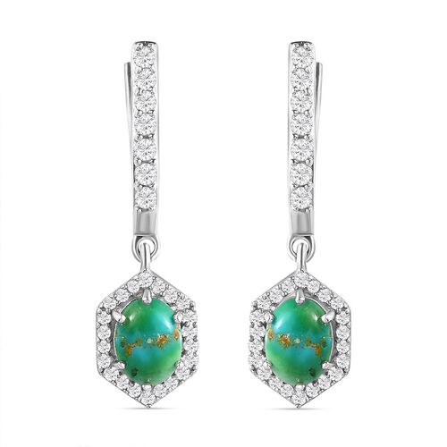 Sierra Nevada Türkis und Zirkon-Ohrhänger, 925 Silber platiniert, 3,69 ct image number 0