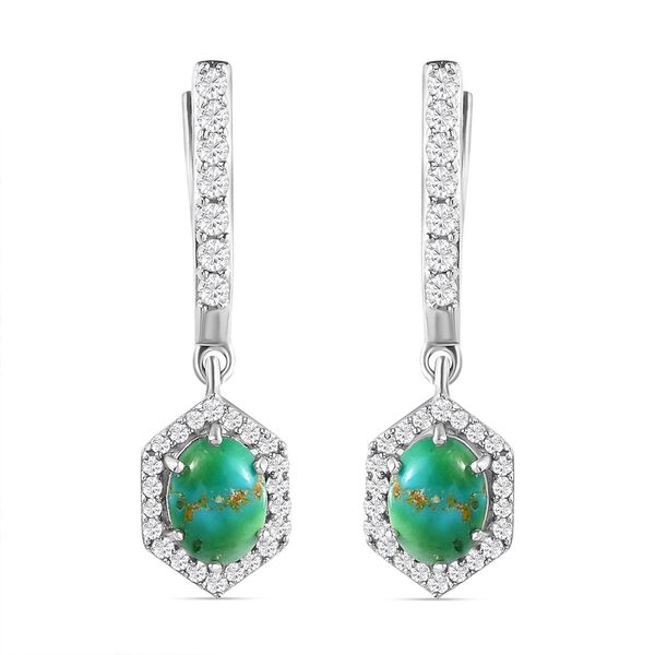 Sierra Nevada T&uuml;rkis und Zirkon-Ohrh&auml;nger, 925 Silber platiniert, 3,69 ct