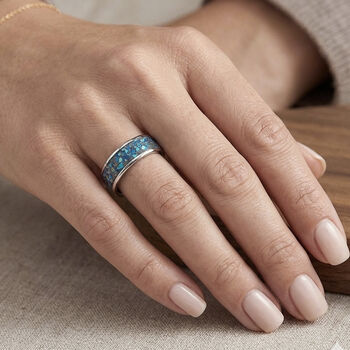 Himmelblaue Muschel Ring Reines Wolframcarbid (Gr&ouml;&szlig;e 16.25)