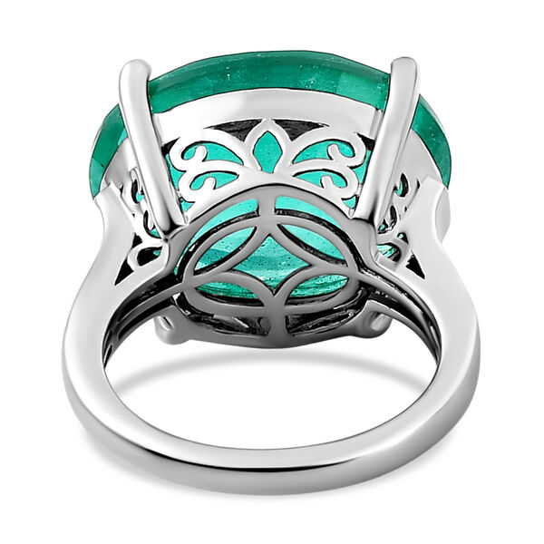 Smaragd-Triplett-Quarz und wei&szlig;er Zirkon-Ring, 925 Silber platiniert  ca. 13,21 ct image number 6