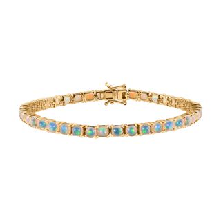 AA Natürlicher, äthiopischer Welo Opal Armband ca. 19 cm 925 Silber Gelbgold Vermeil ca. 8,55 ct.