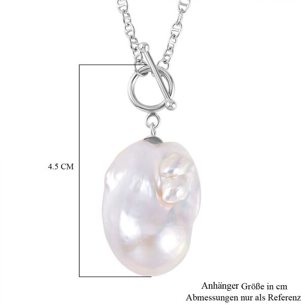 Wei&szlig;e S&uuml;&szlig;wasser Perle (16-18 mm) Halskette ca. 50 cm 925 Silber rhodiniert image number 3