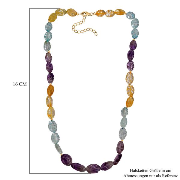 Aquamarin, afrikanische Amethyst und Citrin 45cm Halskette - 130 ct. image number 5