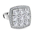 Moissanit-Pavé-Ring in Quadratform, 925 Silber platiniert, (Größe 18.00), ca. 3.09 ct