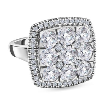 Moissanit-Pav&eacute;-Ring in Quadratform, 925 Silber platiniert, (Gr&ouml;&szlig;e 18.00), ca. 3.09 ct