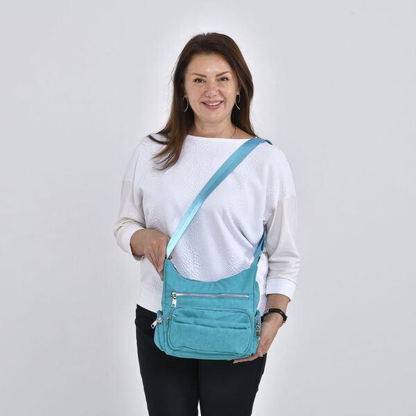 Umh&auml;ngetasche mit mehreren F&auml;chern, T&uuml;rkisblau image number 2