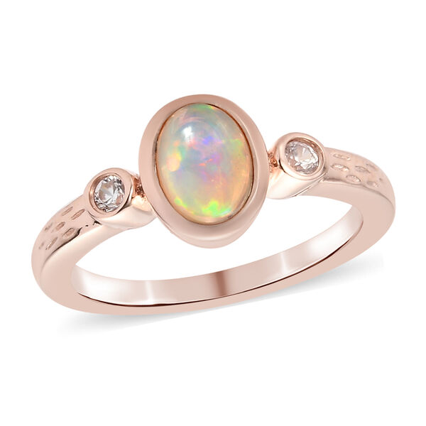 Natürlicher Äthiopischer Opal und Zirkon Ring 925 Silber rosévergoldet  ca. 0,64 ct image number 4