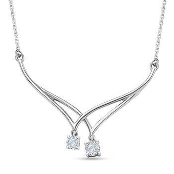 Moissanit Halskette, ca. 45 cm, 925 Silber platiniert, ca. 0.54 ct