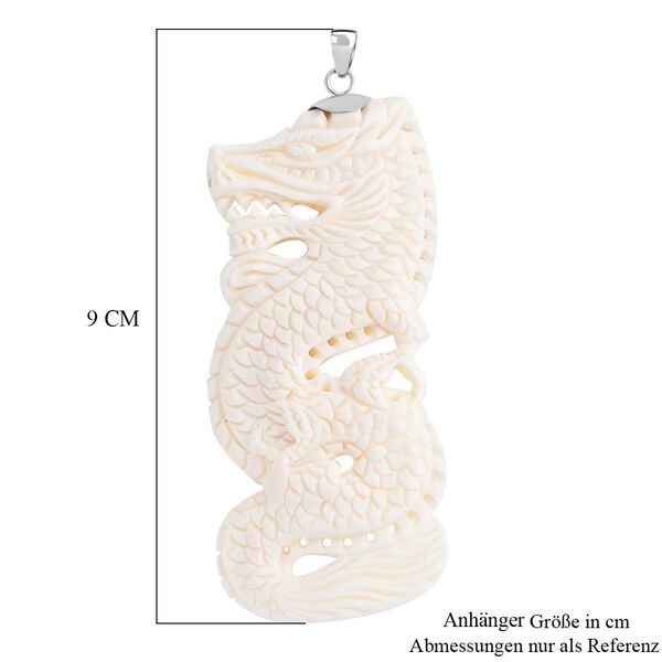 Royal Bali - Ox Bone Drachenmotiv Anhänger 925 Silber ca. 60.55 ct image number 5