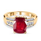 Afrikanischer Rubin (Fissure gefüllt) und weißer Zirkon Ring, 925 Silber vergoldet (Größe 19.00) ca. 4.94 ct