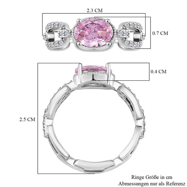 Rosa Zirkonia, Weißer Zirkonia Ring Messing (Größe 17.00) image number 5