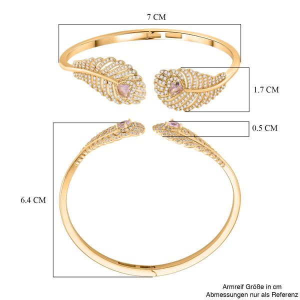 Rosa Kristall, Weißer Zirkonia Armreif ca. 19 cm Nickelfreies Messing Standard image number 6