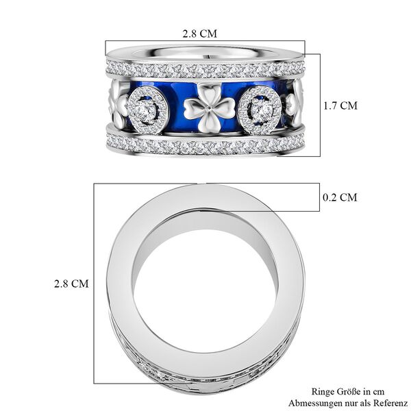Weißer Kristall Herzmotiv-Ring mit Pavé-Fassung, Silberton, (Größe 17.50) image number 6