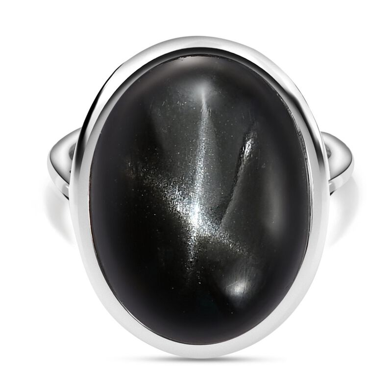 Schwarzer Stern Diopsid Ring, 925 Silber platiniert, ca. 24,05 ct image number 0
