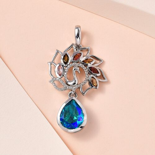 Paraiba Pfau Triplett Quarz, mehrfarbiger Turmalin und Zirkon-Anhänger - 3,01 ct. image number 1