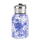 Isolierflasche aus 316L Edelstahl mit Doppelwand und Blumenmotiv, Blau, für heiße und kalte Getränke, 260 ml