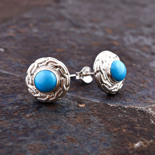 Royal Bali - Sleeping Beauty T&uuml;rkis Ohrringe 925 Silber ca. 1.84 ct image number 1