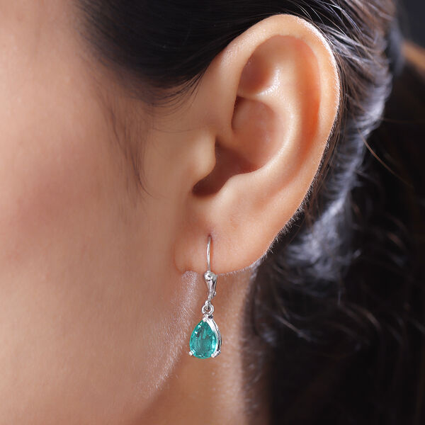 Smaragd-Triplett-Quarz Ohrh&auml;nger in Silber, 3,21 ct. image number 3