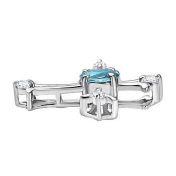 AA Blauer Zirkon, Wei&szlig;er Zirkon Anh&auml;nger 925 Silber rhodiniert ca. 0.50 ct