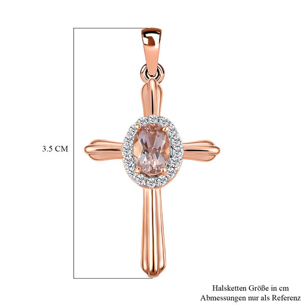 Morganit und wei&szlig;er Zirkon Kreuz-Anh&auml;nger, 925 Silber Ros&eacute;gold Vermeil ca. 1.04 ct image number 6