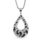 Harzananh&auml;nger mit schwarzem Wirbelmuster und wei&szlig;en Kristallen Halskette, ca. 60 cm