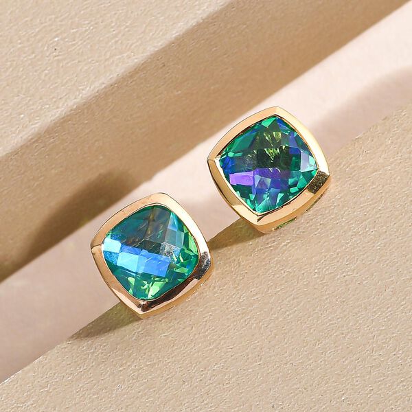 Pfau Triplett Quarz-Ohrringe, 925 Silber vergoldet ca. 3,46 ct image number 2