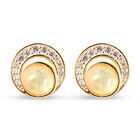 Natürlicher Äthiopischer Opal und Zirkon Ohrringe 925 Silber Gelbgold Vergoldet ca. 1,41 ct image number 0