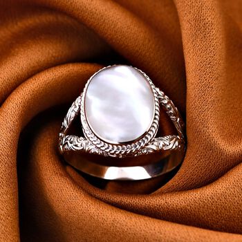 Royal Bali Kollektion - Perlmutt Ring 925 Silber (Gr&ouml;&szlig;e 18.00) ca.