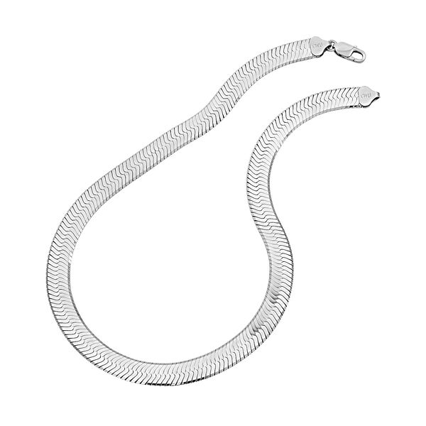 Chunky Fischgrät-Halskette in Silber image number 3