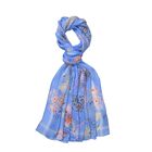 LA MAREY 100% Maulbeerseide Seidenschal, 55cm x 175cm, blau mit Feuerwerk