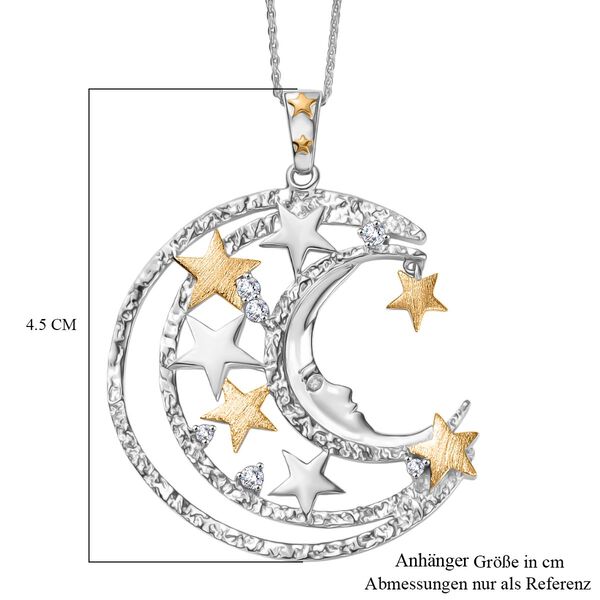 GP Celestial Dream Kollektion- Zirkon und blauer Saphir zweifarbiger Anhänger mit 45cm Kette - 0,41 ct. image number 8