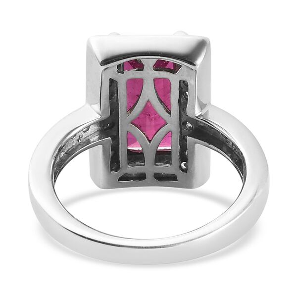 Fissure gef&uuml;llt Rubin und Zirkon Halo Ring 925 Silber Platin-&Uuml;berzug image number 6