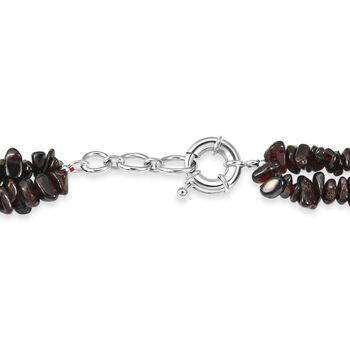 Roter Granat, Karneol Halskette ca. 50 cm Nickelfreies Messing Platiniert ca. 555.00 ct
