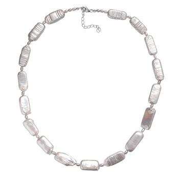 Graue, gef&auml;rbte S&uuml;&szlig;wasserzuchtperlen Halskette, 45 cm