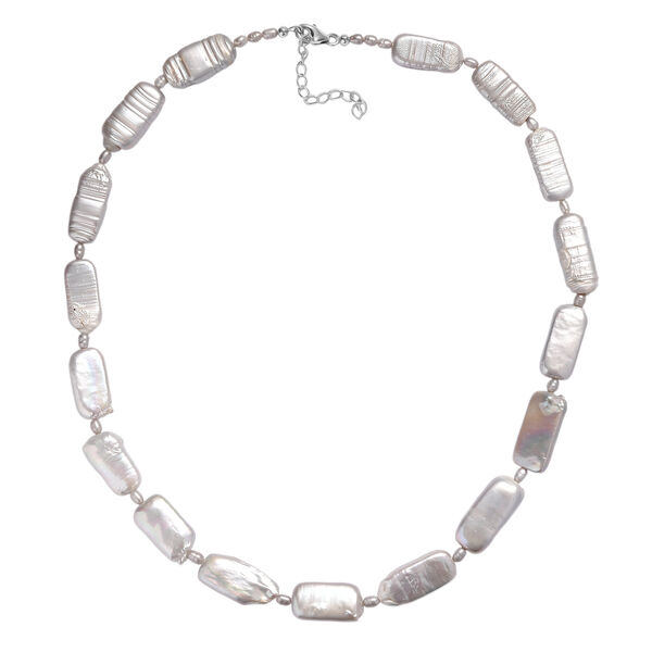 Graue, gef&auml;rbte S&uuml;&szlig;wasserzuchtperlen Halskette, 45 cm image number 4