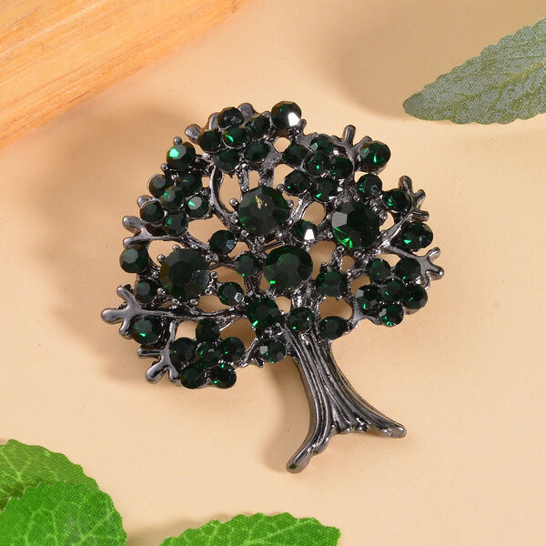 Neongr&uuml;ner Kristall Brosche  Std Schwarz image number 2