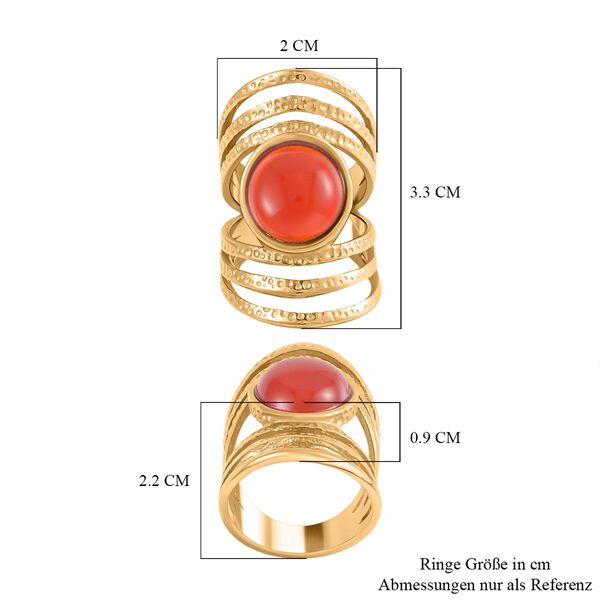 Roter Achat Ring 316L Edelstahl, (Größe 16.00) ca.0 vergoldet 5.00 ct image number 7