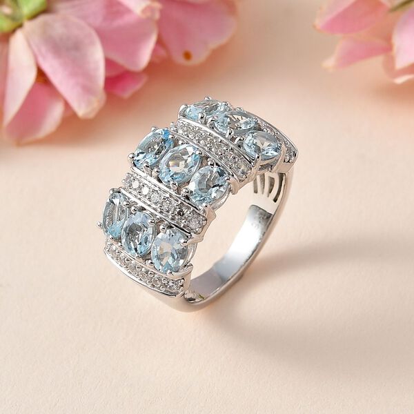 Espirito Santo AA Aquamarin und Zirkon Ring, ca. 3.21 ct. image number 2