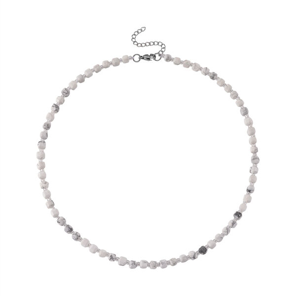 Wei&szlig;er Howlit, Glas Halskette, flexibel, 316L Edelstahl 85.00 ct image number 3