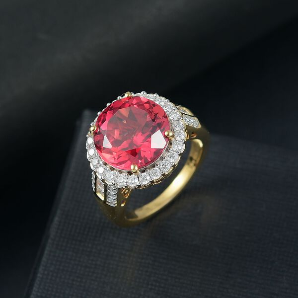 D'Joy Labor Padparadscha Saphir und Moissanit Anhänger mit 45cm Kette und Ring image number 9