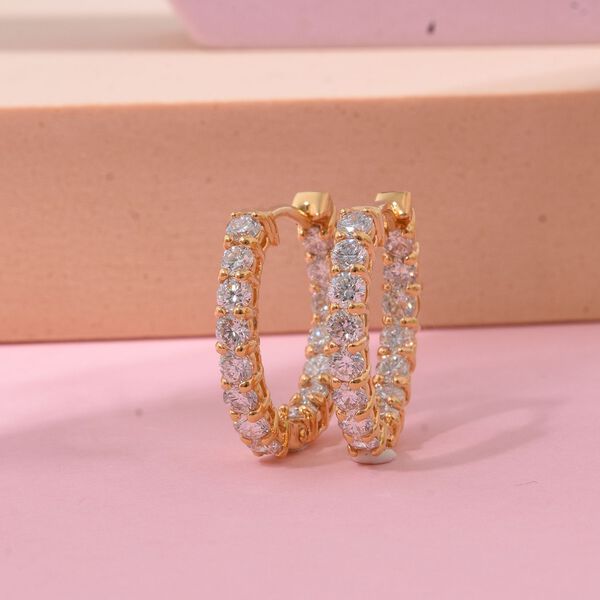 LUXURIANT SI-GH Labor Diamant Ohrringe, 925 Silber Gelbgold Vermeil - 2 ct. image number 1