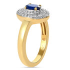 Blauer Saphir und Zirkon-Halo-Ring, 925 Silber vergoldet, 1,10 ct. image number 4