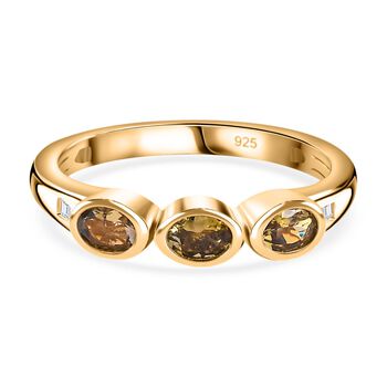 AA nat&uuml;rlicher, goldener Tansanit und Diamant-Ring - 0,52 ct.