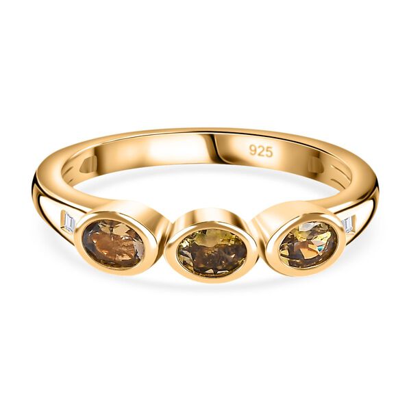 AA natürlicher, goldener Tansanit und Diamant-Ring - 0,52 ct. image number 0