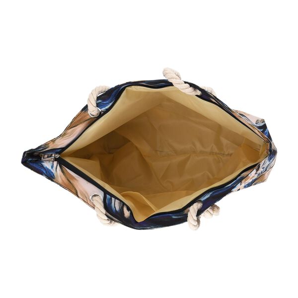 Leopardenmuster Shopper Set 2-teilig Gro&szlig;e Tragetasche 56 x 36 x 16 cm mit Rei&szlig;verschluss Etui 15 x 12 cm, Cremeblau image number 5